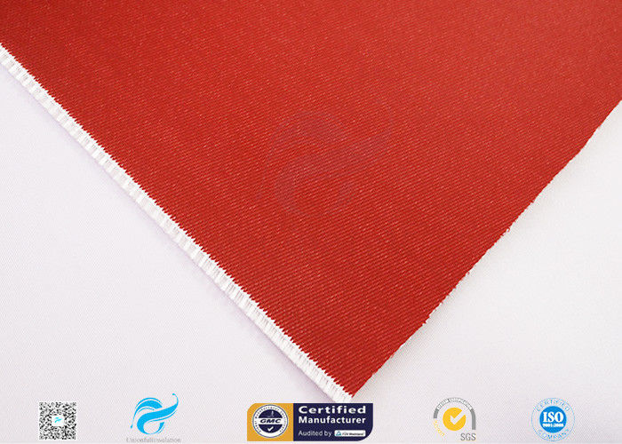 Red Color Silicone Coated Fiberglass Fabric Heat Protection Satin Weave
